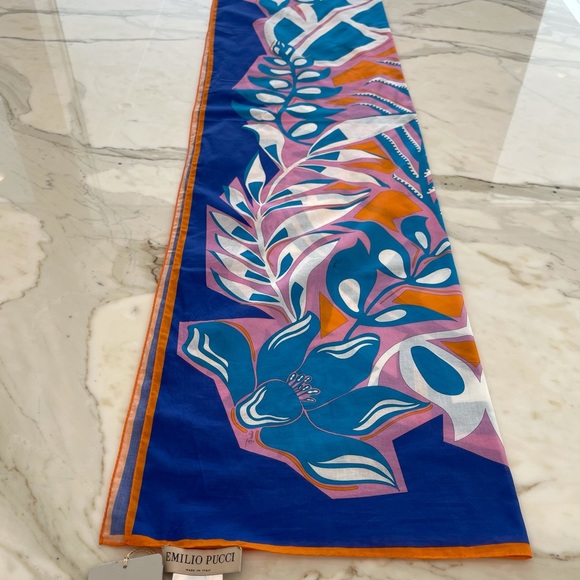 EMILIO PUCCI SAMOA AZURE COTTON-VOILE PAREO NWTS! - Picture 16 of 16